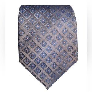𝅺HENRY Jacobson Silk Tie Light Blue With Diamonds and Pink Dots
